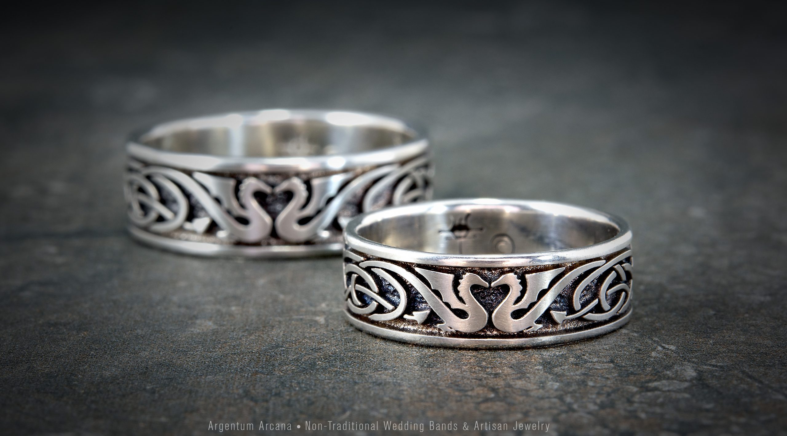 Celtic Dragon Wedding Rings